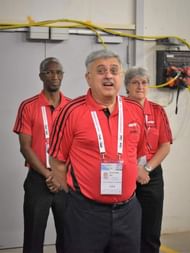 Girish Natu (centre) with fellow BWF officials